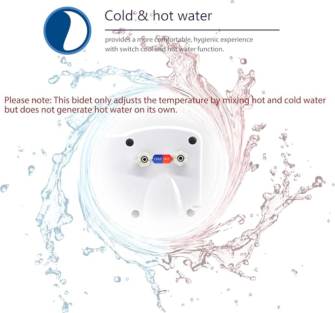 Dual Nozzle Hot and Cold Bidet- Self Cleaning Hot and Cold Water Bidet Non-Electric Mechanical Bidet Toilet Attachment - with Temperature (Silver)