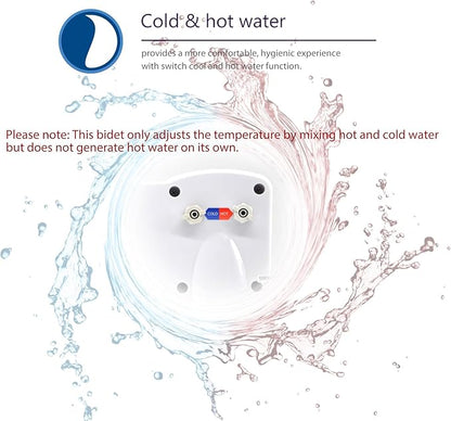 Dual Nozzle Hot and Cold Bidet- Self Cleaning Hot and Cold Water Bidet Non-Electric Mechanical Bidet Toilet Attachment - with Temperature (Silver)