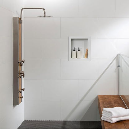 Palisade 17.5 in x 15.5 in Vinyl Shower Niche Dusty Pearl | Waterproof Shower Insert