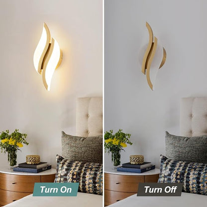 CANEOE Modern LED Wall Sconce 3000K Gold Indoor Wall Light Fixtures Acrylic Wall Sconce Lighting for Living Room Bedroom Bedside Bathroom Hallway Stairway Wall Lamp (Gold, 1 Pack, 3000K)
