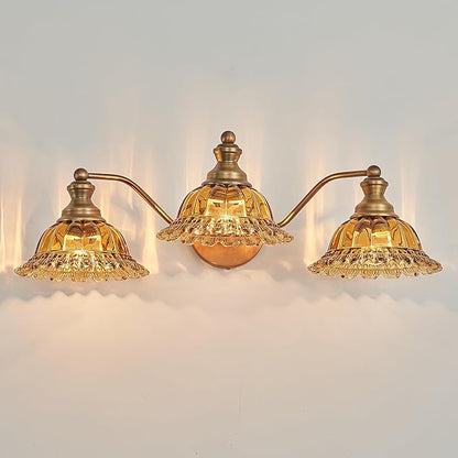 Tea Glass 3 Light Vanity Light Colored Glass Bathroom Light Fixture Vanity Lighting Fixtures