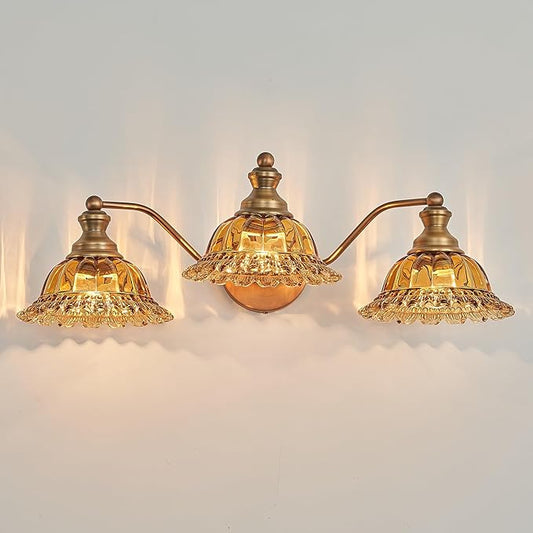 Tea Glass 3 Light Vanity Light Colored Glass Bathroom Light Fixture Vanity Lighting Fixtures