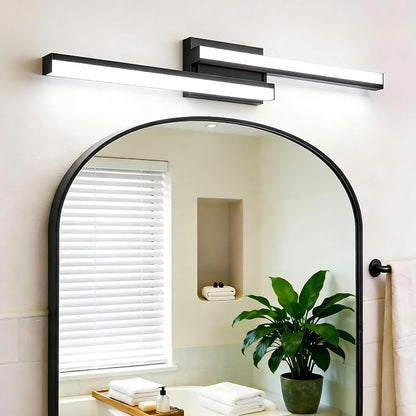 Bathroom Light Fixtures Over Mirror: 32 Inch Retractable Modern Black LED Vanity Light Bar ETL Certified | Dimmable Bathroom Lamp IP44 - 5700K Cool White(1 Pack)