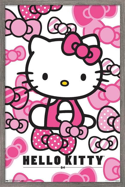Trends International Hello Kitty - Bows Wall Poster, 14.725" x 22.375", Barnwood Framed Version