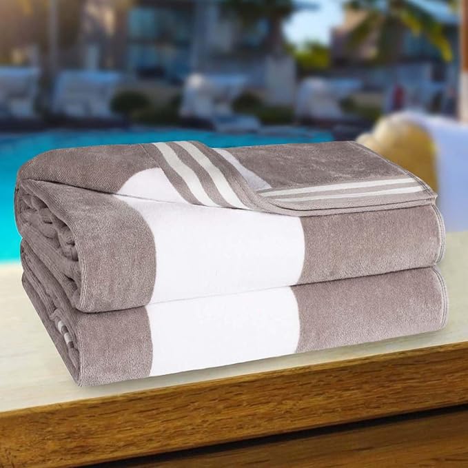 Superior Oversized Beach Towel, Light Grey (Set of 2)