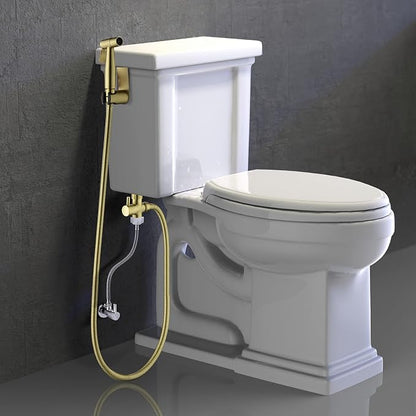 Handheld Bidet Sprayer for Toilet, Stainless Steel Baby Cloth Diaper Sprayer Kit, Bathroom Toilet Bidet Attachment Set for Bathing Pets Feminine Hygiene, Brushed Gold BDS01-3