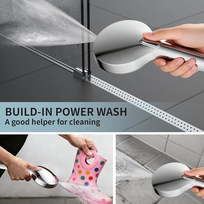 Shower Head With Handheld, 9-Mode High Pressure Handheld Showerhead | Built-in Pause Mode & Power Wash, Anti-clog Nozzles Hand Shower, Leakproof 71 Inch Hose & Adjustable Bracket, Chrome