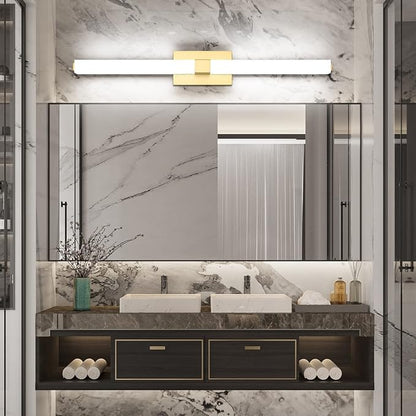 40in LED Vanity Lights Modern Gold Bathroom Light Fixtures Over Mirror 28W Bright White Acrylic Wall Lighting for Bath