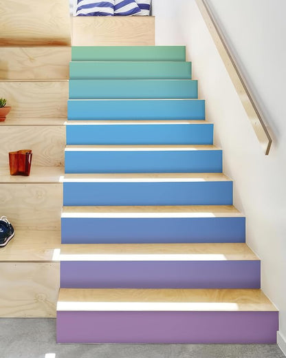 FLFK Iridescent Stair Stickers - Set of 15, Peel and Stick Stair Riser Decals, 39.3"x7.08"