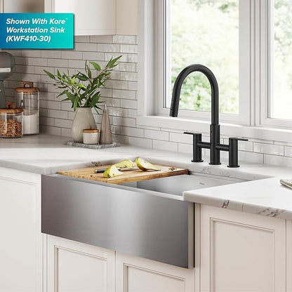 KRAUS Oletto Touchless Sensor Bridge Kitchen Faucet with Pull-Down Sprayhead in Matte Black, KSF-3122MB