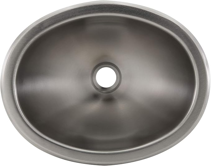 RecPro RV 10" x 13" Stainless Steel Oval Sink | Single Bowl | 1.5 Drain Hole (No Faucet)