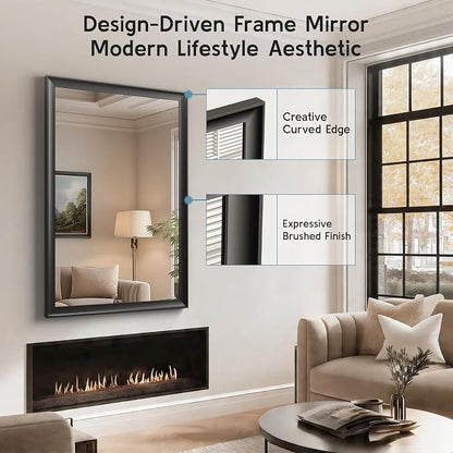 2 Pack Black Bathroom Mirrors for Over Sink 24x36 Inch | Rectangle Wall Vanity Mirror for Bedroom, Entryway, Living Room Decor, Aluminum Alloy Framed, Anti-Rust