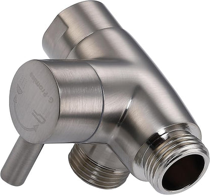 G-Promise Solid Metal 3-Way Shower Diverter Valve (Brushed Nickel) | Smooth Knob Switch, Spray Separately or Both, Anti-Leak, Easy to Install, Standard Connections, Universal Replacement Part