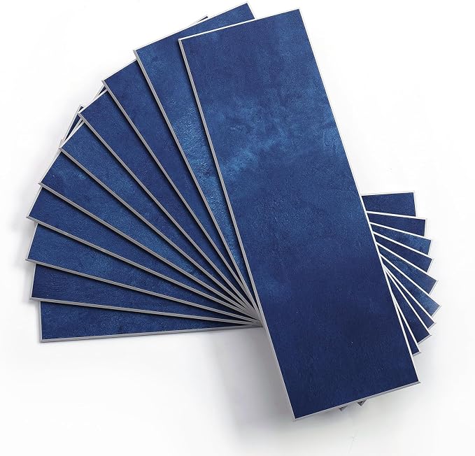 Tilingview 30 PCS Peel and Stick Backsplash Tile for Kitchen/Bathroom/Living Room, 3"x 9" Self-Adhesive Subway Tile for Backsplash, Imitation Glazed Tiles/Handmade Tiles (Matte Navy Blue)