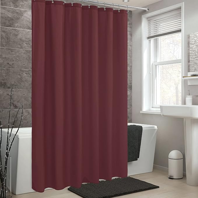 ALYVIA SPRING Waterproof Fabric Shower Curtain or Liner Burgundy Red, 72x72 | 3 Magnets, Soft Cloth & Hotel Quality, Machine Washable, Light-Weight, Standard Size