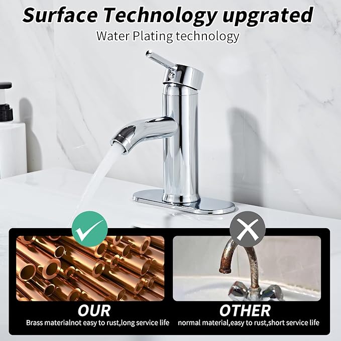 Chrome Bathroom Sink Vanity Faucet Single Handle Modern RV Faucet Deck Mount 1 Hole or 3 Holes
