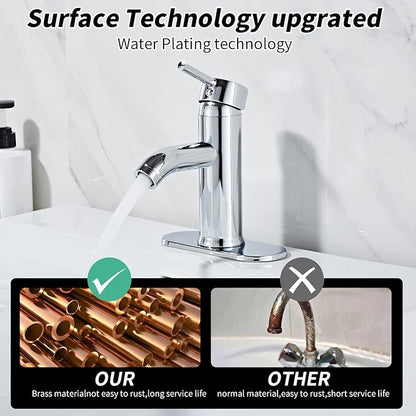 Chrome Bathroom Sink Vanity Faucet Single Handle Modern RV Faucet Deck Mount 1 Hole or 3 Holes