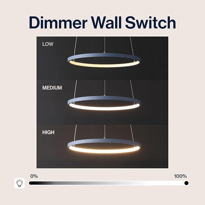JONATHAN Y 15.75" Blue Modern Integrated LED Pendant Light, Dimmable Round Hoop Chandelier for Kitchen Island, Dining Room, Adjustable Height Metal Hanging Light (JYL7202D)