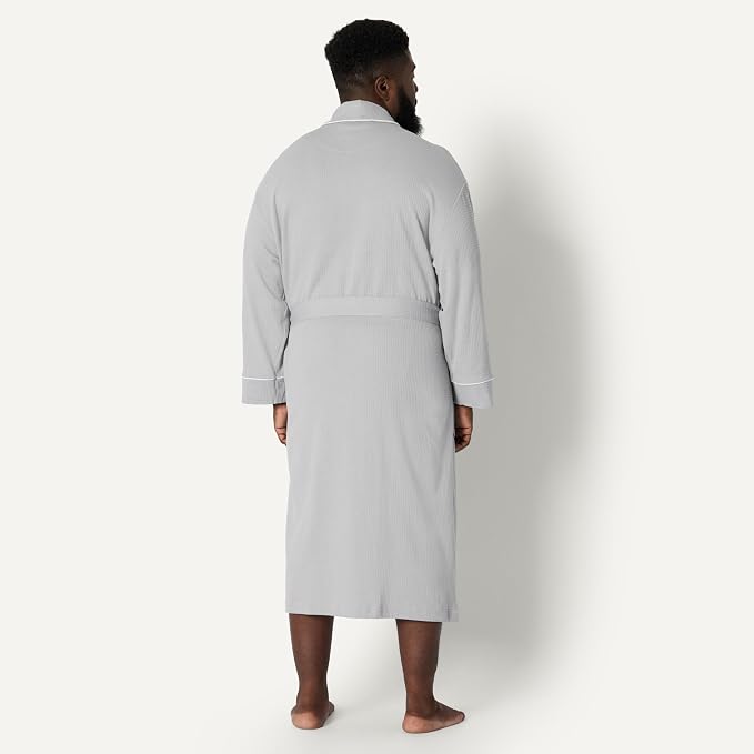 Amazon Essentials Men's Lightweight Cotton Waffle Bath Robe, Mid-Length Loungewear (Available in Big & Tall)