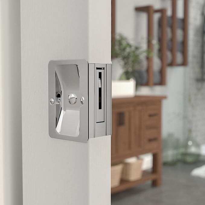Richelieu | Onward Privacy Lock Pocket Door Pull, Rectangular, Chrome