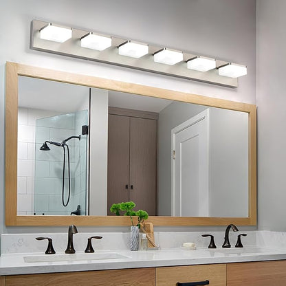 Brushed Nickel Vanity Lights for Bathroom 6-Light Vanity Lighting Fixtures for Mirror 39" Adjustable 5500K Modern LED Vanity Light Over Mirror, Bath Wall Lighting Fixtures