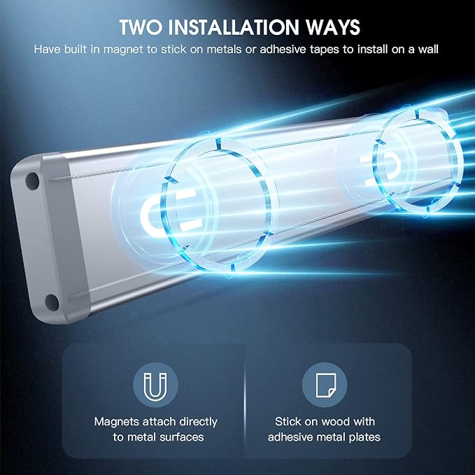 MCGOR 14.7inch Under Cabinet Lighting, 2 Pack Rechargeable Motion Sensor Light Indoor, 5 Levels Dimmable Magnetic Closet Lights, Wireless Under Counter Lights for Kitchen, Stairs,Hallway