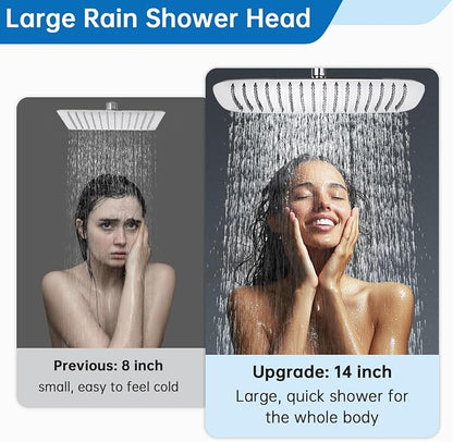 G-Promise 14 Inch All Metal Rain Shower Head with Extension Arm | Built to Last, Rust Resistant, Easy to Install, Adjustable, Full Body Coverage Large Rainfall Shower Head, Daily SPA