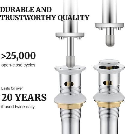 Ultimate Unicorn Bathroom Sink Stopper, with Overflow Hole, Chrome | Pop Up Drain, Made of Metal, Small Cap, with Detachable Basket Stopper, Drain Fast, for Bathroom Vessel Vanity Sink Art Basin