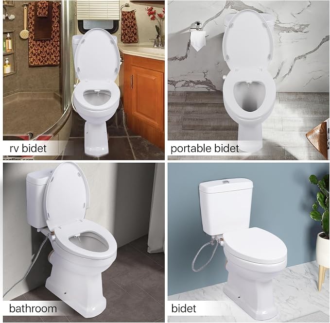Elongated Bidet Toilet Seat Non-Electric Swash Ecoseat,Quiet-Close,Self Cleaning Dual Nozzle System,White Bidet Attachment with Brass inlet,Easy Installation