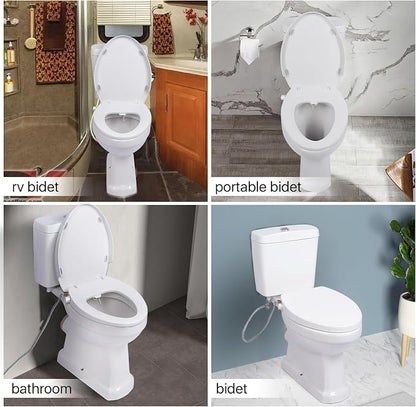 Elongated Bidet Toilet Seat Non-Electric Swash Ecoseat,Quiet-Close,Self Cleaning Dual Nozzle System,White Bidet Attachment with Brass inlet,Easy Installation