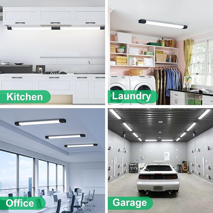 Plug in Light Fixture 2FT Linkable 5000K Under Cabinet Lighting, LED Tube Light Fixture with Plug, Triproof Ceiling Wall Light for Closet Workbench Kitchen Basement Garage | LED Tube Light Fixture with Plug, Triproof Ceiling Wall Light for Closet Workb...