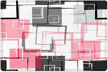 Abstract Geometric Hot Pink Shower Curtain Sets with Rugs, Gray Black and White Geometric Textured Bathroom Curtain Polyester Fabric Bathroom Decoration Shower Curtain Set,70L X 70W Inches