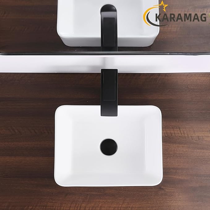 White Vessel Sink Rectangle 16"x12" Bathroom Sink Rectangular Modern Above Counter 16 Inch Small Bathroom Sinks White Porcelain Ceramic Vessel Vanity Sinks Art Basin
