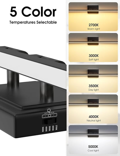 VOLISUN Modern Bathroom Vanity Light 55 inch, Rotatable, 36W Dimmable 5CCT Led Bathroom Light Fixture Over Mirror, Black Bar Vanity Light for Bathroom Mirror Cabinets-ETL Certificated