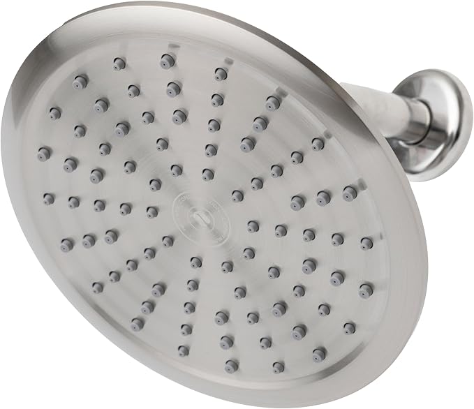 Niagara Conservation N9520BN Rainfall Spa 1-Spray with 2 GPM 8-in. Wall Mount Adjustable Fixed Shower Head in Brushed Nickel, 1-Pack | Bathroom Shower Head Sprayer with Pressure Compensation