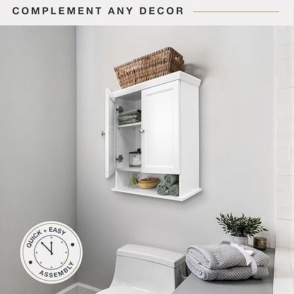 MCS 23x26 White Medicine Cabinet Organizer, Wall Mounted Bathroom Cabinet for Over-The-Toilet Storage, Bathroom Furniture & Restroom Organizer
