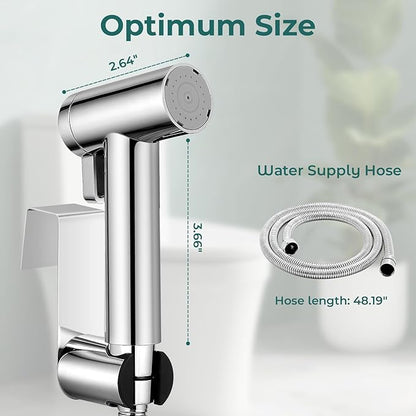 Handheld Bidet Sprayer for Toilet, Adjustable Water Pressure Control Rotary Switch with Bidet Hose, Exclusive Single Nozzle High Pressure Mode for Cleaning Stubborn Stains, Chrome-2