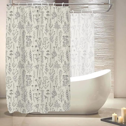 Coxila Vintage Floral Shower Curtain Extra Wide Large Long Clawfoot Tub Wrap Around Flower Retro Farmhouse Rustic Country Spring Botanical Cottage Bathroom 108 x 72 Inch Polyester Fabric 18 Pack Hooks