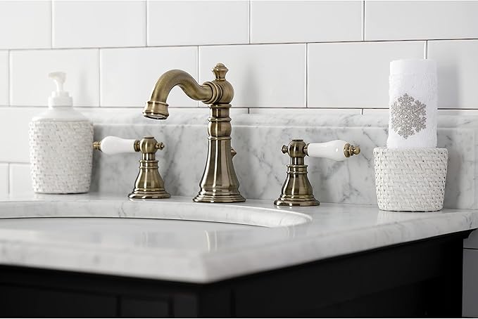 Fauceture FSC19733APL American Patriot Widespread Bathroom Faucet with Brass Pop-Up, Antique Brass