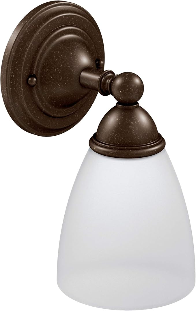 Moen YB2261ORB Brantford 1-Light Dual-Mount Bath Bathroom Vanity Fixture with Frosted Glass, Oil Rubbed Bronze