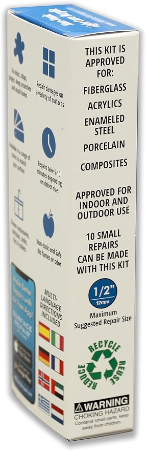 Bathtub & Shower Pan Repair Kit - Fits American Standard White - HIMG | Color-matched DIY repair kit to fix chips, cracks, nicks on American Standard White bathtubs, sinks, shower pans