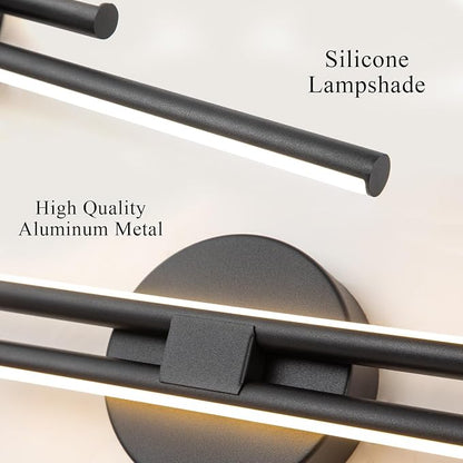 EDISLIVE Dimmable Modern LED Vanity Light Fixtures Bathroom Vanity Wall Lighting, 23.6 in Mirror Vanity Lighting Fixtures for Bathroom Bedroom Makeup Living Room,3000K Warm Light(Black)