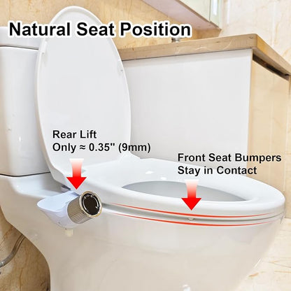 Bidet Attachment for Toilet, Non-Electric, Dual Nozzle, Self-Cleaning | Rear & Feminine Wash, Easy Install, Fits Most Standard Toilets, Not for RV Use, Includes Hose, T-Adapter & Teflon Tape