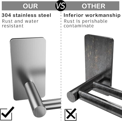 Taozun Towel Bar - 24 Inch Towel Holder with 2 Packs Adhesive Hooks | Hand Towel Rack Stick on Wall, Stainless Steel Bathroom Hardware Accessory Kit