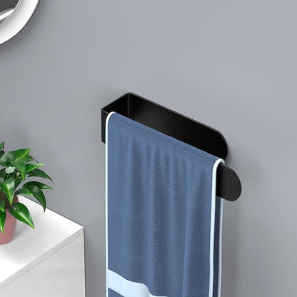 HUFEEOH 2 Pack Adhesive Hand Towel Holder, Sticky Towel Bar Towel Holder Wall Mounted, Stainless Steel Kitchen Towel Holder Hand Towel Rack for Bahtroom Hotel RV Kitchen (Black)