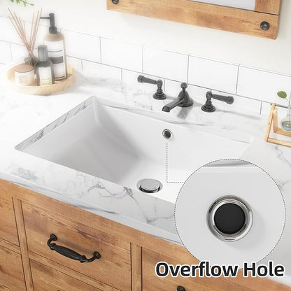 GAOMON Undermount Bathroom Sink, Rectangular 22"x16" Vessel Sink White Ceramic Lavatory Vanity Vessel Sink with Overflow - white