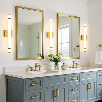 Gold Bathroom Light Fixtures - 23 Inch LED Modern Vanity Lights for Bathroom with Acrylic Shade 14W Dimmable 5CCT Bathroom Sconces Wall Lighting Over Mirror Cabinets(Built-in Dimmer)