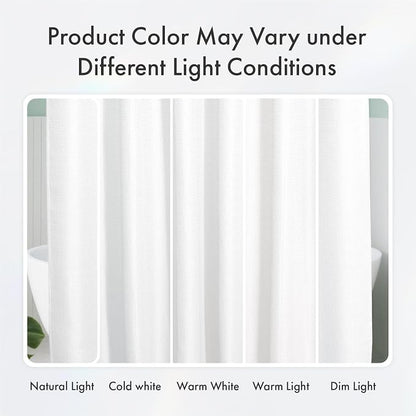 AmazerBath White Shower Curtain 76 Inches Long, Waffle Shower Curtains for Bathroom, Cloth Shower Curtain Fabric Heavy Duty 240GSM, Thick Bathroom Shower Curtains Premium Polyester, 72x76 Inches