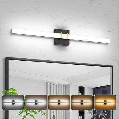 Modern Black and Brass Vanity Light Bar 32 Inch, 24W 5CCT Dimmable Bathroom Light Fixtures LED Wall Lighting Fixture