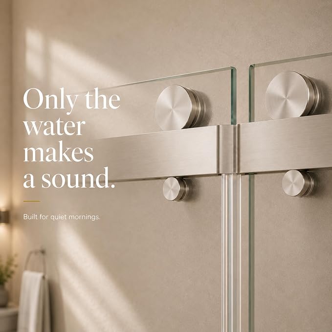 Frosted Sliding Shower Door for Bathtub, 56-60" W x 60" H-1/4” (6mm), Frosted Glass Shower Door with 4" Left Adjustable Width, 304 Stainless Steel Hardware, Bottom Water Seal, Brushed Nickel